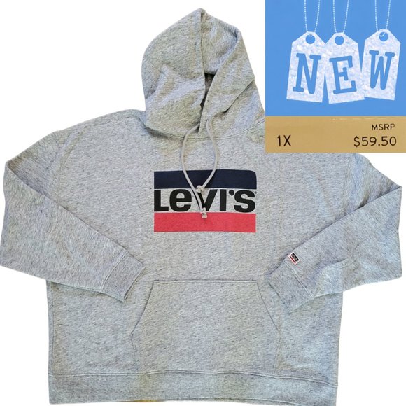 Levi's Tops - NWT Gray LEVI'S Logo Hoodie Sweatshirt 1X BrandNEW